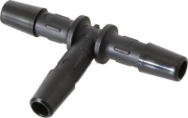 Made in USA - 1/4" Barb, Nylon Single Barbed Tube Tee - Black - Benchmark Tooling