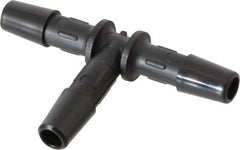 Made in USA - 1/4" Barb, Nylon Single Barbed Tube Tee - Black - Benchmark Tooling