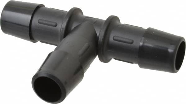 Made in USA - 1/2" Barb, Nylon Single Barbed Tube Tee - Black - Benchmark Tooling