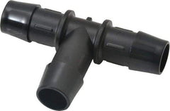 Made in USA - 5/8" Barb, Nylon Single Barbed Tube Tee - Black - Benchmark Tooling