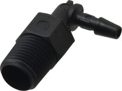 Made in USA - 1/8" Barb, 1/8, Nylon Single Barbed Tube Elbow - Black, Male - Benchmark Tooling