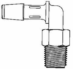 Made in USA - 3/8" Barb, 3/8, Polypropylene Single Barbed Tube Elbow - Natural, Male - Benchmark Tooling