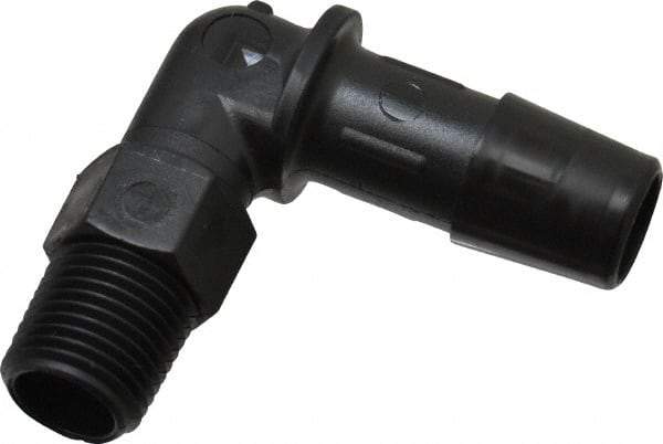 Made in USA - 3/8" Barb, 3/8, Nylon Single Barbed Tube Elbow - Black, Male - Benchmark Tooling