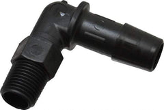 Made in USA - 3/8" Barb, 3/8, Nylon Single Barbed Tube Elbow - Black, Male - Benchmark Tooling
