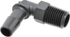 Made in USA - 3/8" Barb, 3/8, Nylon Single Barbed Tube Elbow - Black, Male - Benchmark Tooling