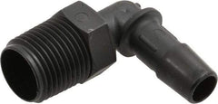 Made in USA - 3/8" Barb, 3/8, Nylon Single Barbed Tube Elbow - Black, Male - Benchmark Tooling
