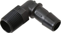 Made in USA - 1/2" Barb, 1/2, Nylon Single Barbed Tube Elbow - Black, Male - Benchmark Tooling