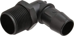 Made in USA - 3/4" Barb, 3/4, Nylon Single Barbed Tube Elbow - Black, Male - Benchmark Tooling