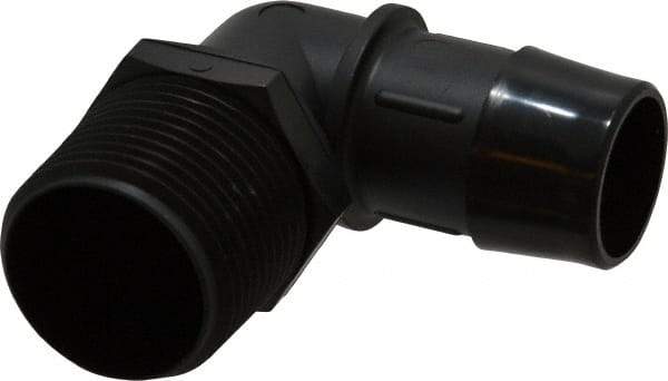 Made in USA - 1" Barb, 1, Nylon Single Barbed Tube Elbow - Black, Male - Benchmark Tooling