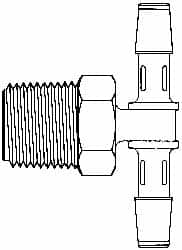 Made in USA - 3/4" Barb, 3/4, Polypropylene Single Barbed Tube Branch Tee - White, Male - Benchmark Tooling