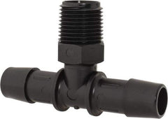 Made in USA - 1/2" Barb, 1/2, Nylon Single Barbed Tube Branch Tee - Black, Male - Benchmark Tooling