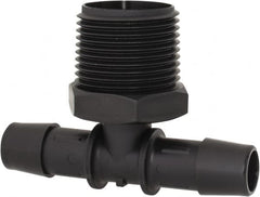 Made in USA - 1/2" Barb, 1/2, Nylon Single Barbed Tube Branch Tee - Black, Male - Benchmark Tooling