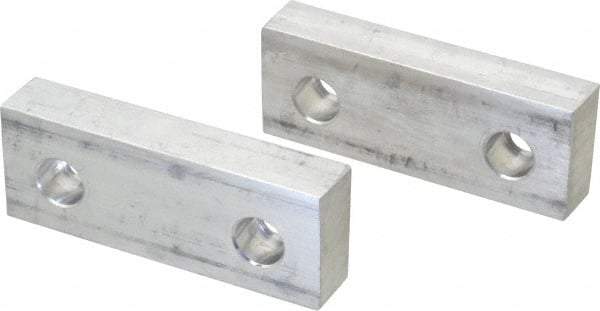 Gibraltar - 4" Wide x 1-1/2" High x 3/4" Thick, Flat/No Step Vise Jaw - Soft, Aluminum, Fixed Jaw, Compatible with 4" Vises - Benchmark Tooling