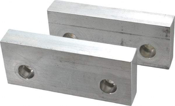 Gibraltar - 6" Wide x 2-1/2" High x 1" Thick, Flat/No Step Vise Jaw - Soft, Aluminum, Fixed Jaw, Compatible with 6" Vises - Benchmark Tooling