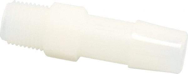 Made in USA - 3/8" Barb, 3/8, Nylon Single Barbed Tube Adapter - Natural, Male - Benchmark Tooling