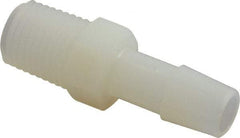 Made in USA - 3/8" Barb, 3/8, Nylon Single Barbed Tube Adapter - Natural, Male - Benchmark Tooling
