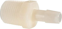 Made in USA - 3/8" Barb, 3/8, Nylon Single Barbed Tube Adapter - Natural, Male - Benchmark Tooling