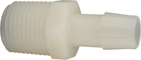 Made in USA - 1/2" Barb, 1/2, Nylon Single Barbed Tube Adapter - Natural, Male - Benchmark Tooling