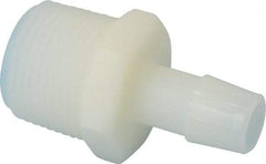 Made in USA - 1/2" Barb, 1/2, Nylon Single Barbed Tube Adapter - Natural, Male - Benchmark Tooling