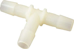 Made in USA - 3/8" Barb, Nylon Single Barbed Tube Tee - Natural - Benchmark Tooling