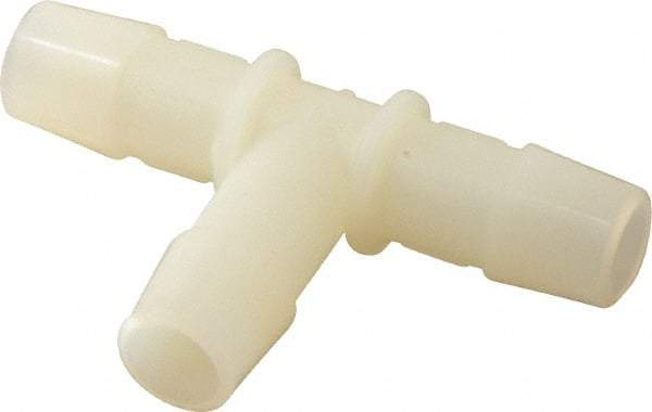 Made in USA - 1/2" Barb, Nylon Single Barbed Tube Tee - Natural - Benchmark Tooling