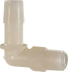 Made in USA - 3/8" Barb, 3/8, Nylon Single Barbed Tube Elbow - Natural, Male - Benchmark Tooling