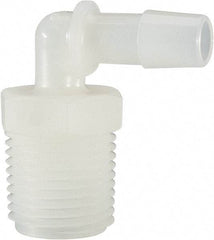 Made in USA - 3/8" Barb, 3/8, Nylon Single Barbed Tube Elbow - Natural, Male - Benchmark Tooling