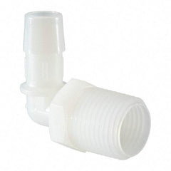 Made in USA - 1/2" Barb, 1/2, Nylon Single Barbed Tube Elbow - Natural, Male - Benchmark Tooling
