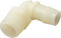 Made in USA - 3/4" Barb, 3/4, Nylon Single Barbed Tube Elbow - Natural, Male - Benchmark Tooling