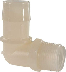 Made in USA - 1" Barb, 1, Nylon Single Barbed Tube Elbow - Natural, Male - Benchmark Tooling