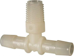 Made in USA - 3/8" Barb, 3/8, Nylon Single Barbed Tube Branch Tee - Natural, Male - Benchmark Tooling