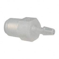 Made in USA - 1/8" Barb, 1/8, Polypropylene Single Barbed Tube Adapter - Natural, Male - Benchmark Tooling