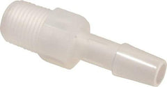Made in USA - 1/4" Barb, 1/4, Polypropylene Single Barbed Tube Adapter - Natural, Male - Benchmark Tooling
