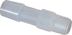Made in USA - 3/8" Barb, 3/8, Polypropylene Single Barbed Tube Adapter - Natural, Male - Benchmark Tooling
