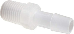 Made in USA - 3/8" Barb, 3/8, Polypropylene Single Barbed Tube Adapter - Natural, Male - Benchmark Tooling