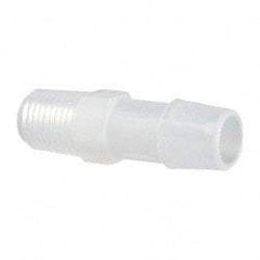 Made in USA - 1/2" Barb, 1/2, Polypropylene Single Barbed Tube Adapter - Natural, Male - Benchmark Tooling