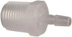 Made in USA - 1/4" Barb, 1/4, Polypropylene Single Barbed Tube Adapter - Natural, Male - Benchmark Tooling