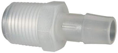 Made in USA - 1/2" Barb, 1/2, Polypropylene Single Barbed Tube Adapter - Natural, Male - Benchmark Tooling