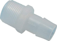 Made in USA - 3/4" Barb, 3/4, Polypropylene Single Barbed Tube Adapter - Natural, Male - Benchmark Tooling
