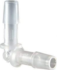 Made in USA - 1/4" Barb, Polypropylene Single Barbed Tube Elbow - Natural - Benchmark Tooling