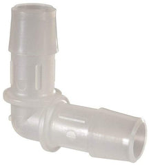 Made in USA - 1/2" Barb, Polypropylene Single Barbed Tube Elbow - Natural - Benchmark Tooling