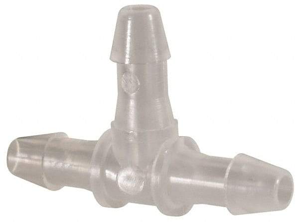 Made in USA - 3/32" Barb, Polypropylene Single Barbed Tube Tee - Natural - Benchmark Tooling