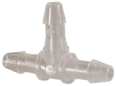 Made in USA - 3/32" Barb, Polypropylene Single Barbed Tube Tee - Natural - Benchmark Tooling