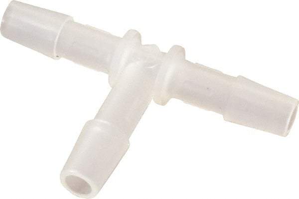 Made in USA - 1/4" Barb, Polypropylene Single Barbed Tube Tee - Natural - Benchmark Tooling