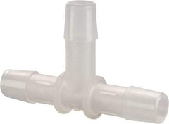 Made in USA - 3/8" Barb, Polypropylene Single Barbed Tube Tee - Natural - Benchmark Tooling