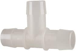 Made in USA - 1" Barb, Polypropylene Single Barbed Tube Tee - Natural - Benchmark Tooling