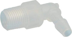 Made in USA - 3/16" Barb, 3/16, Polypropylene Single Barbed Tube Elbow - Natural, Male - Benchmark Tooling