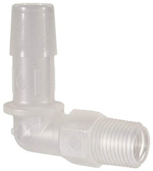 Made in USA - 3/8" Barb, 3/8, Polypropylene Single Barbed Tube Elbow - Natural, Male - Benchmark Tooling