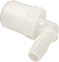 Made in USA - 3/8" Barb, 3/8, Polypropylene Single Barbed Tube Elbow - Natural, Male - Benchmark Tooling