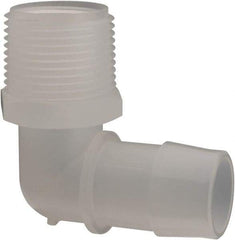 Made in USA - 1" Barb, 1, Polypropylene Single Barbed Tube Elbow - Natural, Male - Benchmark Tooling